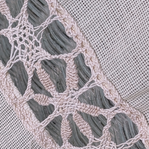 Antique Applique Leaves Battenburg Tape Lace Net Victorian Pillow Layover 90x31 - Picture 4 of 10